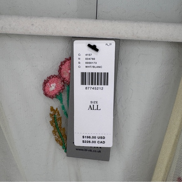 Anthropologie NWT BL^NK Sheer Embroidered Overlay Duster Cream Tan Pink One Size - Picture 12 of 14